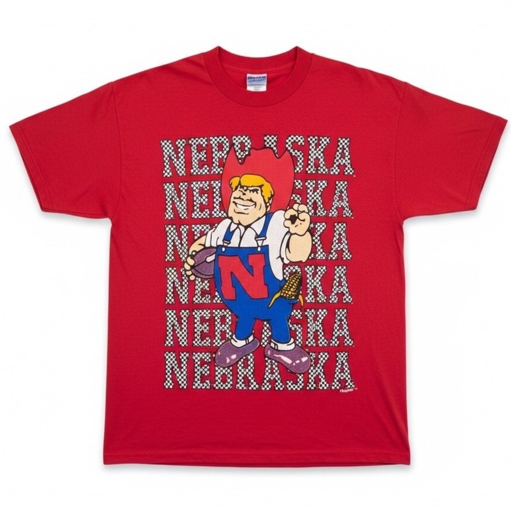 Vintage 90s Nebraska Cornhuskers Herbie Husker T-Shirt XXL AOP Collegiate
